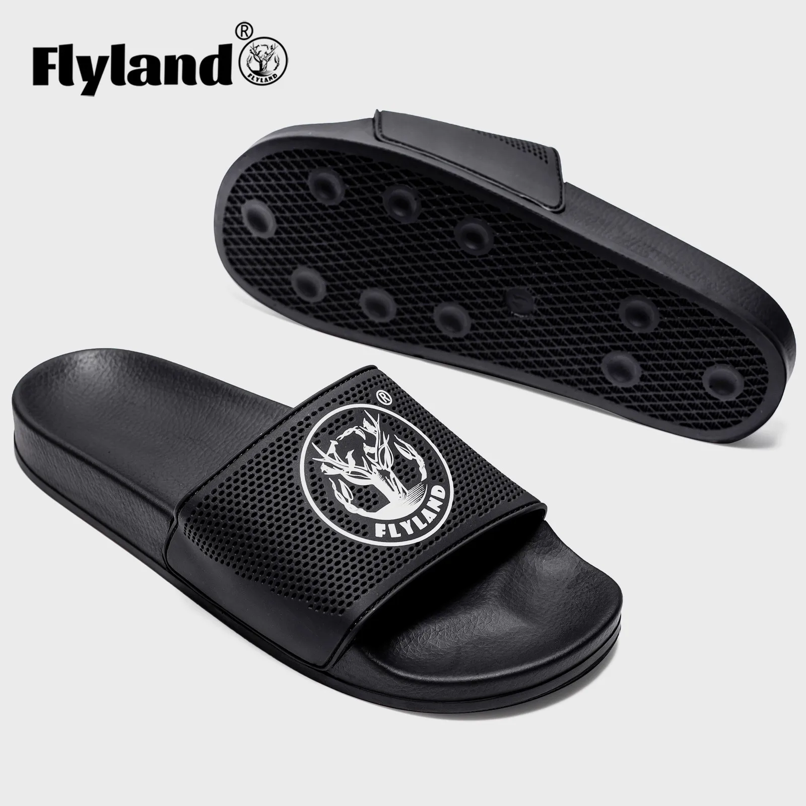 Flyland  Indoor Outdoor House Slippers Men Shoes Anti-Slip Quick-Drying Male Bathroom Slides Sandals