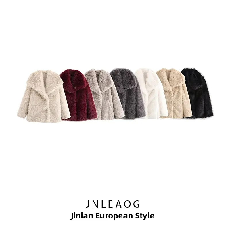 

Fashionable Short Artificial Fur Coat Women's Autumn New Style Design JNLEAOG 4369248 Street Style High Waist Type Zipper