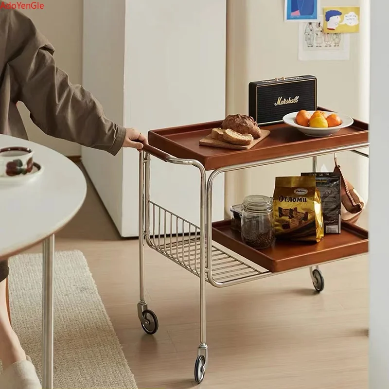 Utility Hotel Trolleys Mobile Wheel cart Living Room Spice Coffee Tables Drinks Bar Muebles De Cocina Kitchen Low Furniture