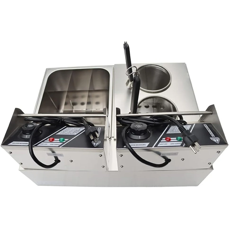 มัลติฟังก์ชั่น 20L 2 ตะกร้าไฟฟ้าเครื่องทําอาหารก๋วยเตี๋ยวหม้อหุงพาสต้า 60-200 ℃   เครื่องทําอาหารเกี๊ยวซุปสแตนเลส