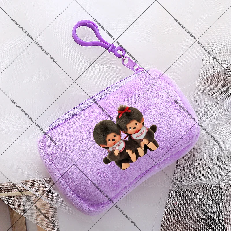 Monchhichi Coin Zipper Bag Printed Square Pack Portable Key Organizing Handbag Convenient Cartoon Wallet Card Holder Money Purse view 3