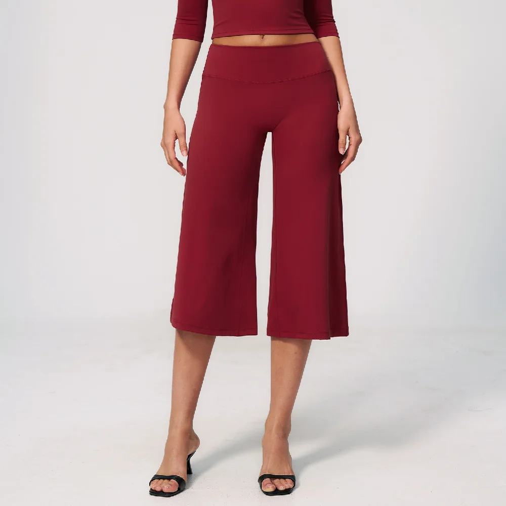 

Summer Sports Pants Women Capri Pants Wide Leg Yoga Cropped High Waist Workout Seven Pant Female Running Legging Fitness Shorts