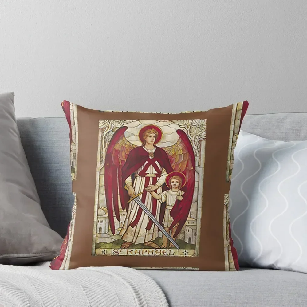 

St Raphael Rafael Angel Catholic Saint Archangel Throw Pillow Decorative Pillow Covers For Sofa anime girl pillow