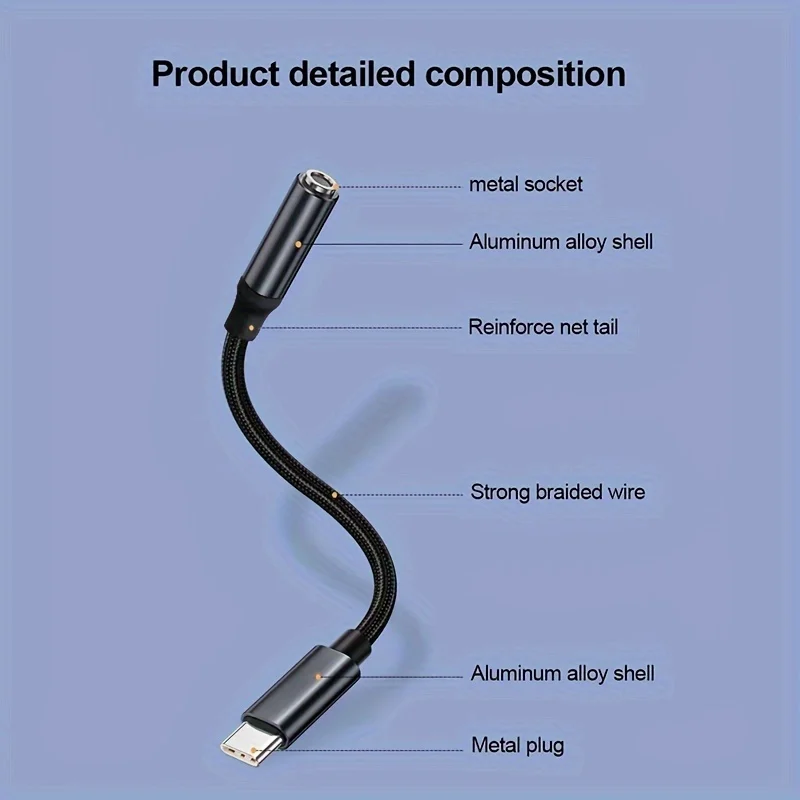 Type C to 3.5mm Headphone Adapter USB-C 3.5 Jack Audio Cable for Huawei P30 Xiaomi Samsung Oneplus Earphone Audio Adapter