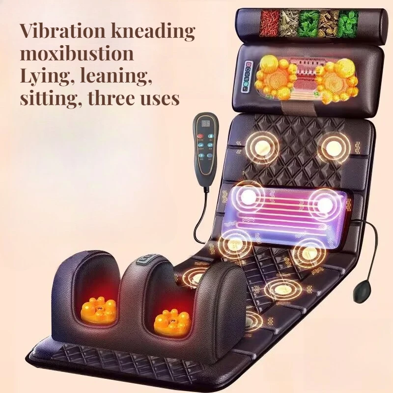 Leather Thickened Massage Cushion Heating High Frequency Vibration Foldable Adults Massaging Mat Multifunctional Body Massager