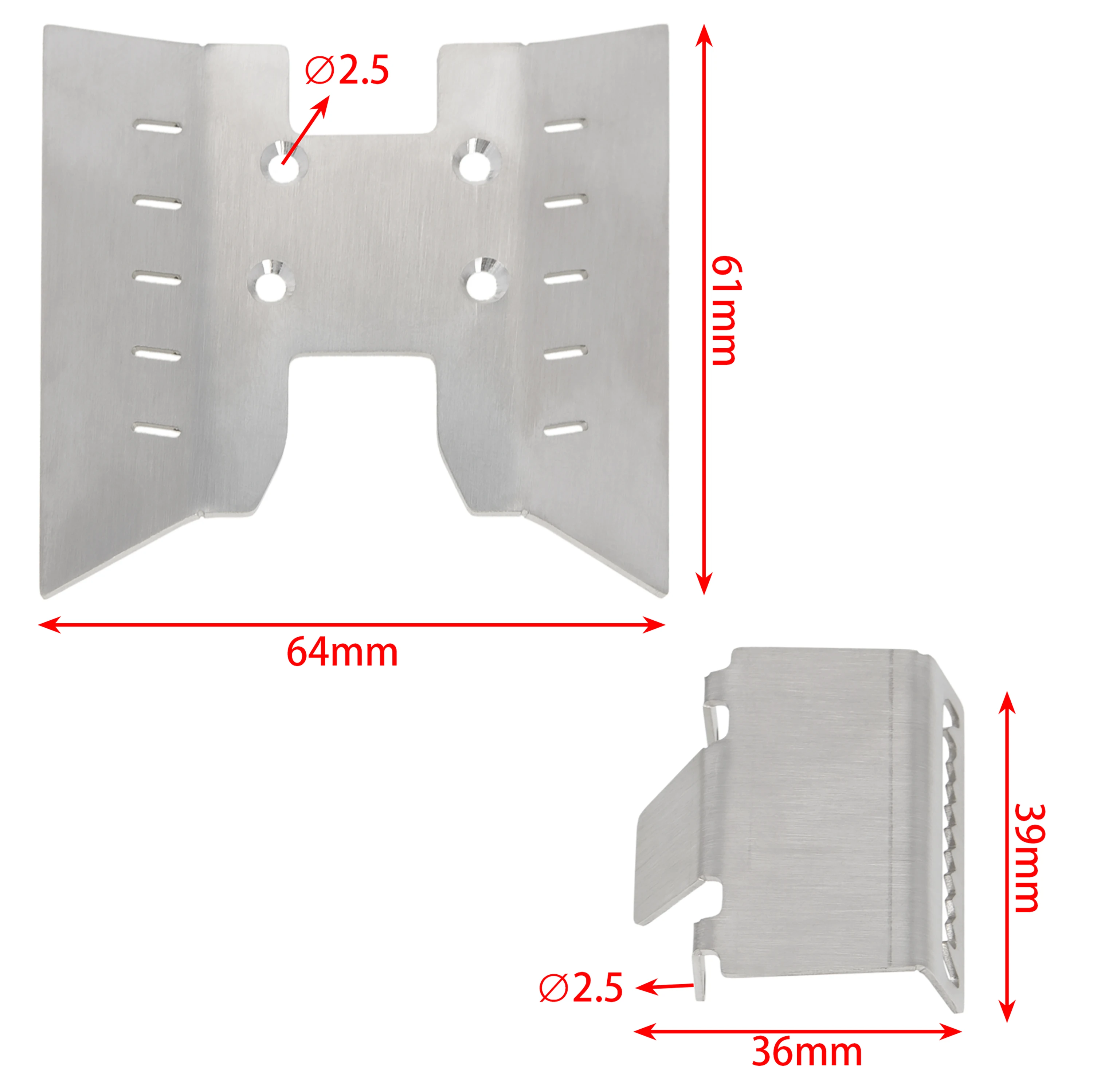 MEUS RACING Stainless Steel Skid Plate Chassis Armor Kit for AXIAL 1/18 UTB18 Capra Crawler Car