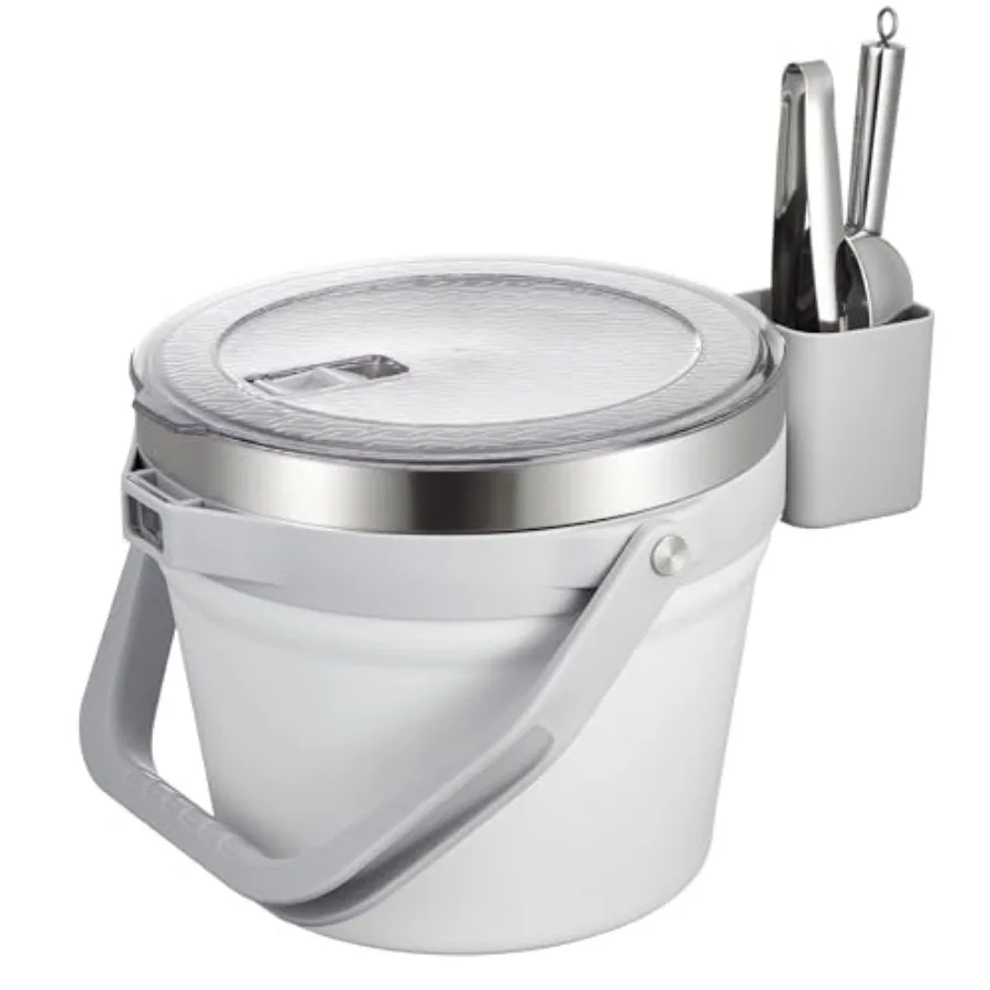 

COKTIK 7L Vacuum Insulated Ice Bucket with Lid and Scoopand Tongs Large capacity Stainless Steel Beverage Bucket for Cocktail,