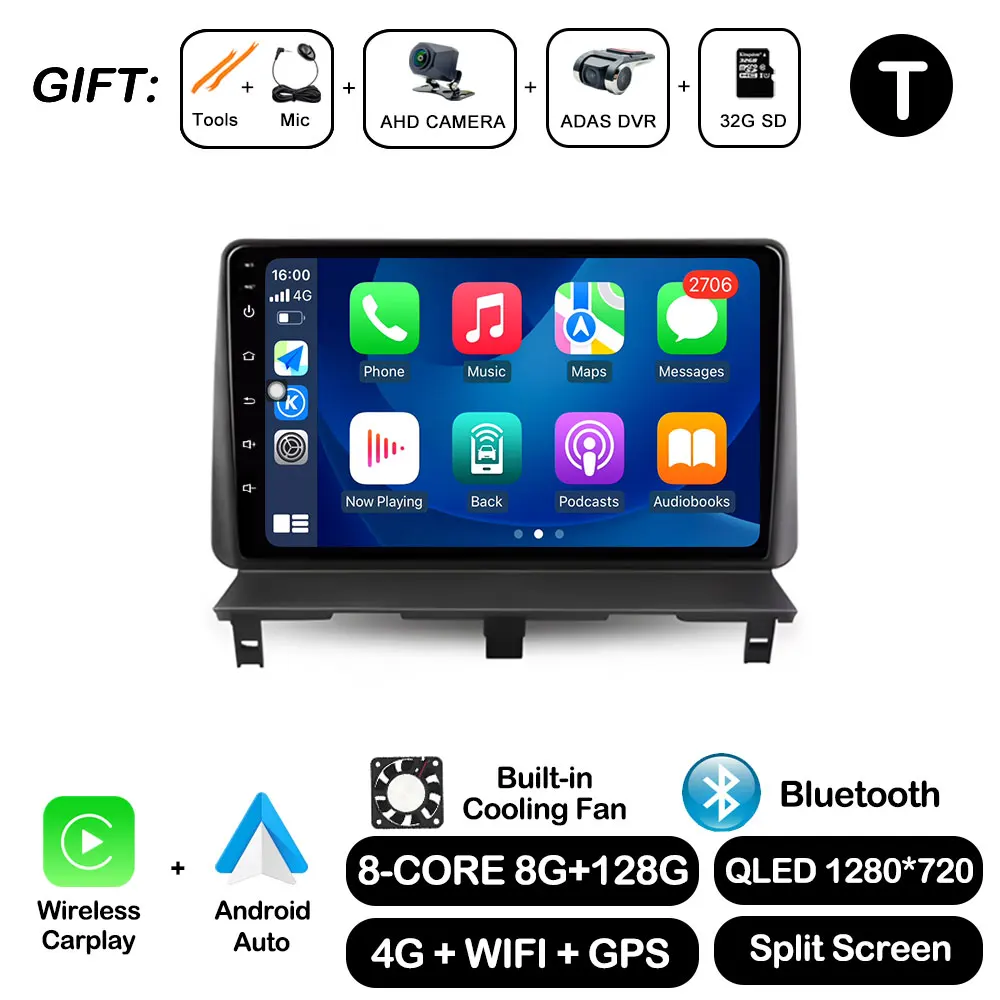 Draadloze Carplay Voor Peugeot Partner 1 2002-2008 Android Auto GPS Navi Autoradio Multimedia Speler Bluetooth WiFi DSP stereo