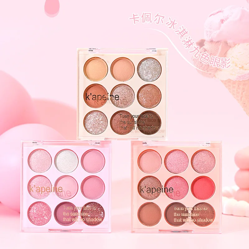 

Ice cream nine color eyeshadow, high gloss glitter pearl, summer sweet style, stage makeup