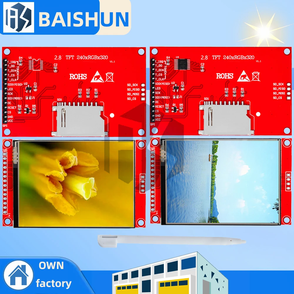 2,8" 240x320 SPI TFT LCD Serial Port Modul mit PCB Adapter Micro SD ILI9341 / ST7789V 5V/3,3V 2,8 Zoll LED Display für Arduino