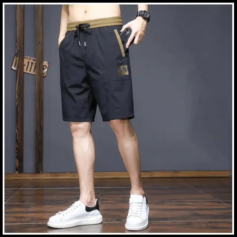 Men'S Sports Straight Shorts Loose Type Elastic Waist Drawstring Casual Shorts Jogging Gym   Outdoors Fitness Summer Men Pants