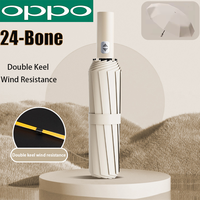 OPPO 24 Bones Solid Color Automatic Umbrella Light Collapsible Large Format Outdoor Sunshade UV Protection Automatic Umbrella