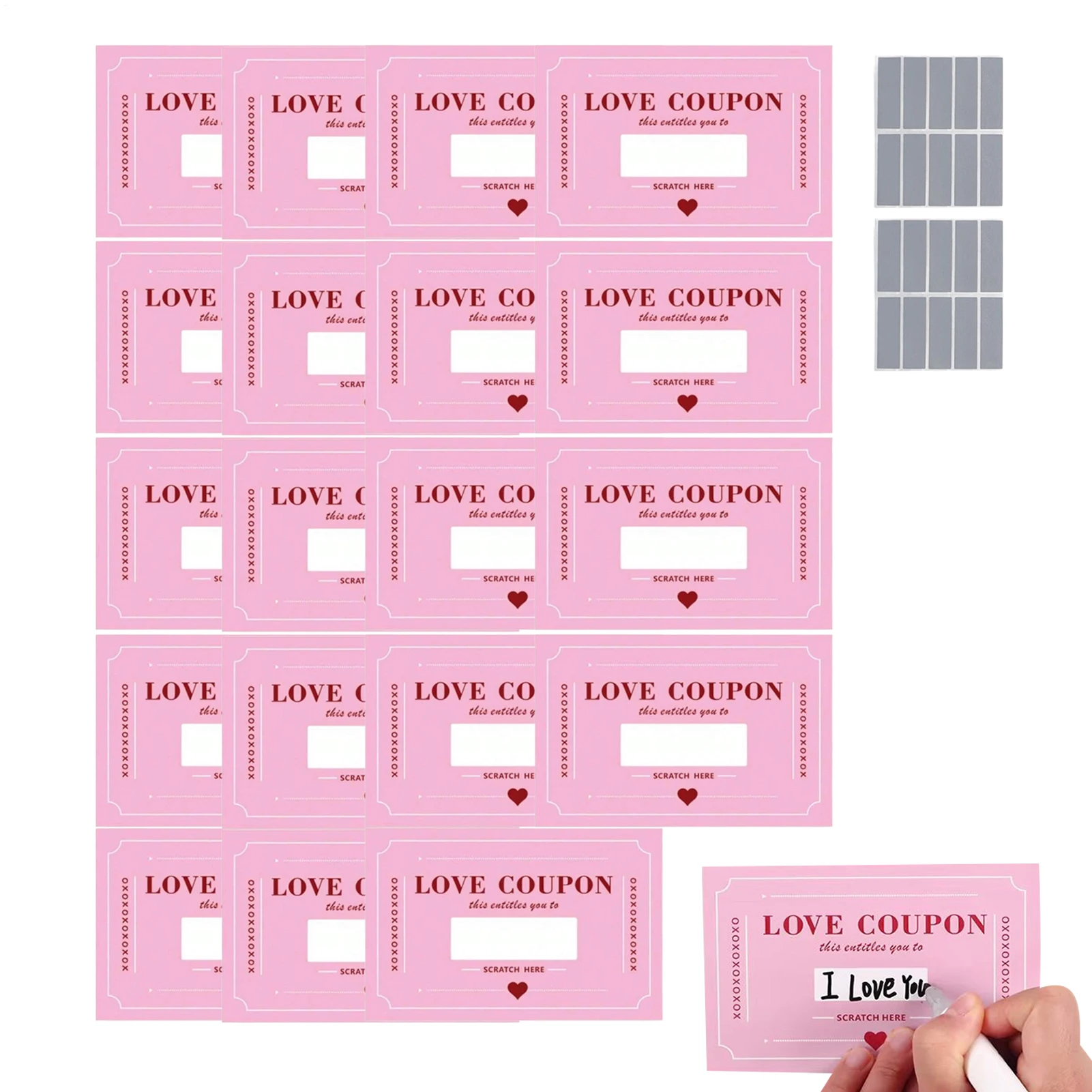 Valentines Coupons 20Pcs Scratch-Off Love Coupons Couple Scratch Off Cards Valentine's Day Wedding Anniversary Creative Gifts view 3
