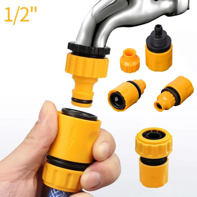 ABS Garden Quick Hose Connector 1/2” End Double Male Hose Coupling Joint Adapter for Hose Pipe Tube Water Gun Spray Nozzle