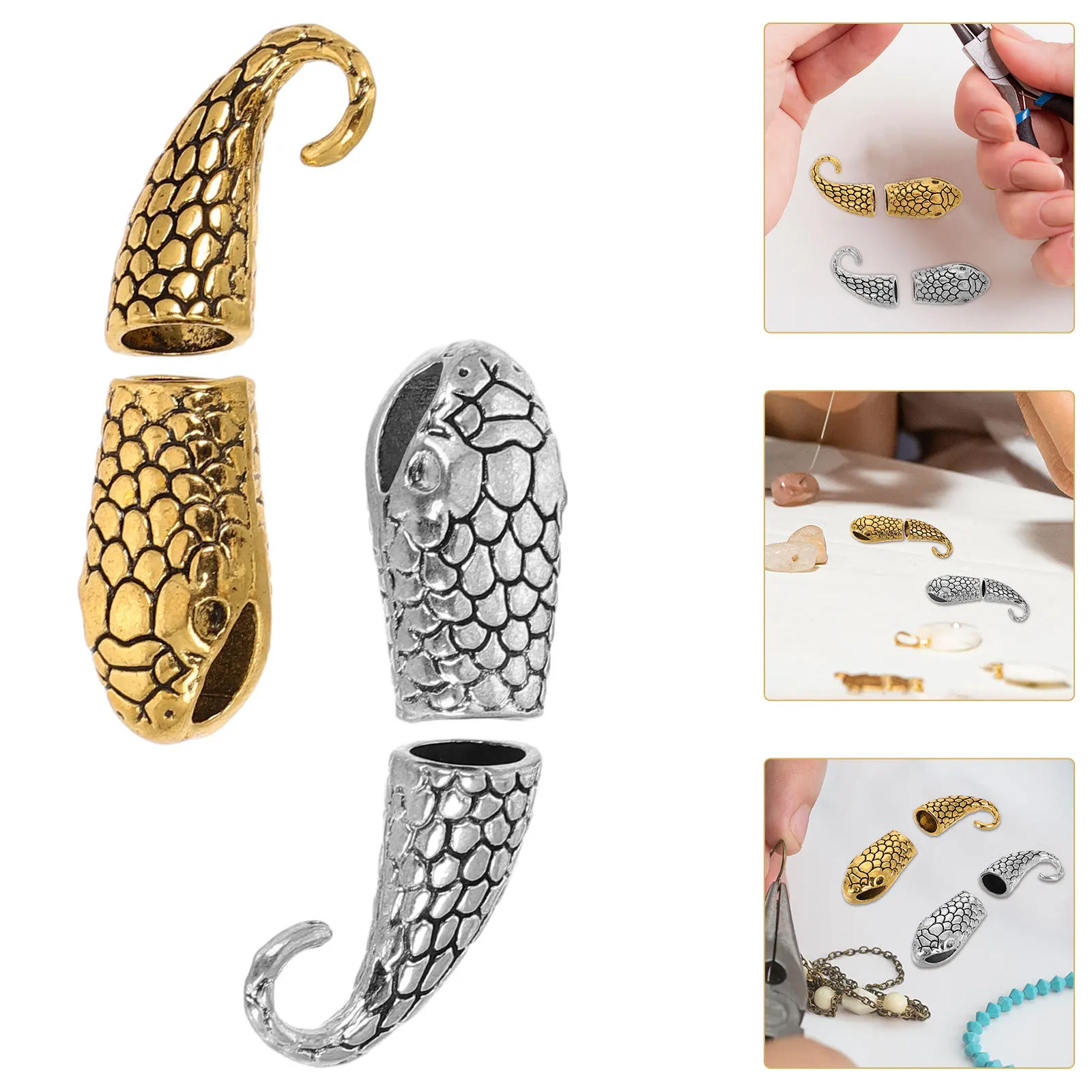Conector de Joias Retro com Fecho de Cobra, 12 Peças, Acessórios para DIY, Colares e Pulseiras, Ganchos Extensor