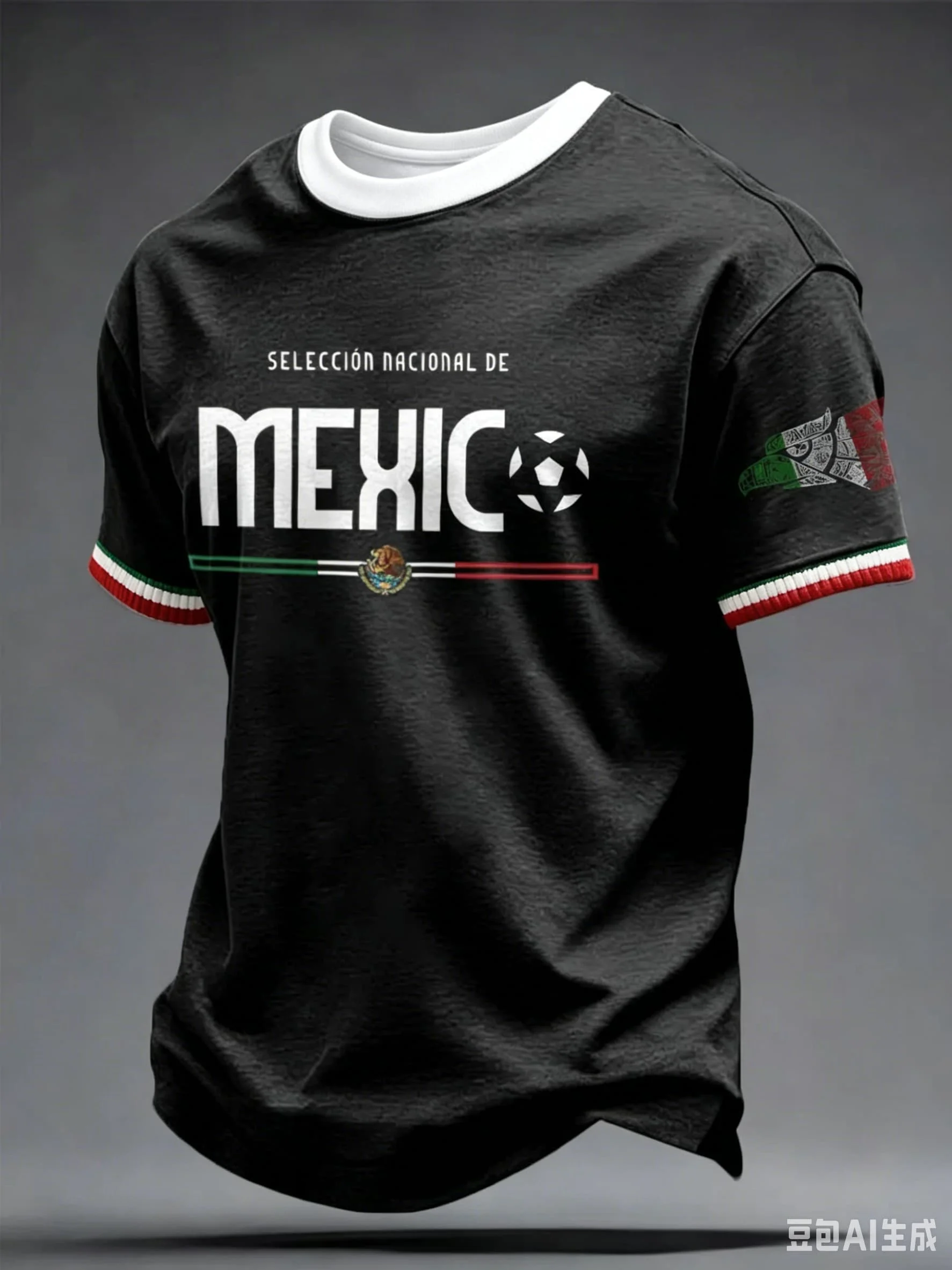 Mexico Dark‑Green Golden Eagle Pattern Soccer Jersey New 3D Printed Quick-dry Print Short Sleeve Men Fan Sports Family Kids Tees