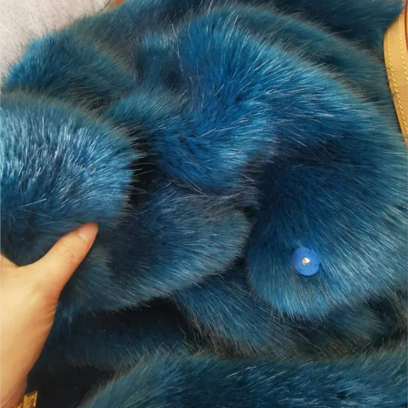 Hiver Vintage Cabry bleu poilu Shaggy fausse fourrure manteau les épices filles manches longues revers fourrure chaude veste femmes court manteau d'extérieur