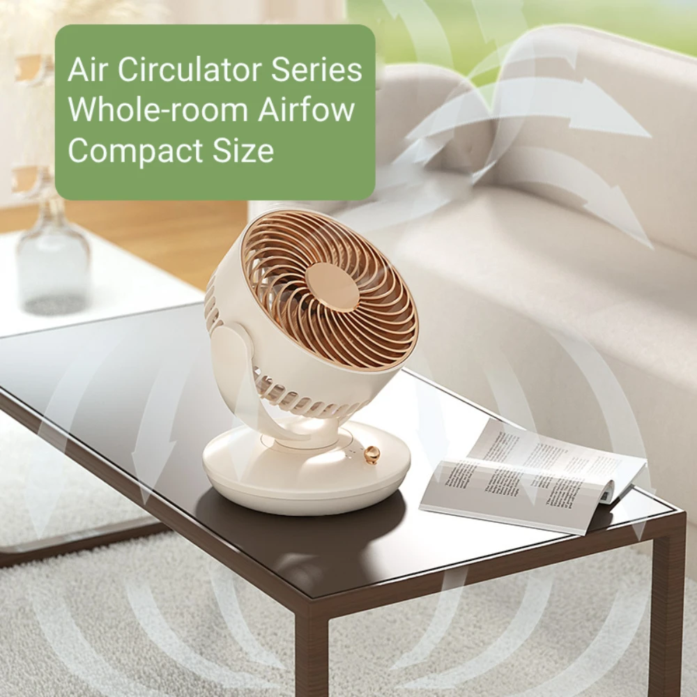 مروحة كهربائية لتدوير الهواء المكتبي، مروحة سطح المكتب تدور تلقائي 360 درجة مع 3 سرعات USB قابلة لإعادة الشحن، مروحة هادئة لغرفة النوم والمكتب المنزلي