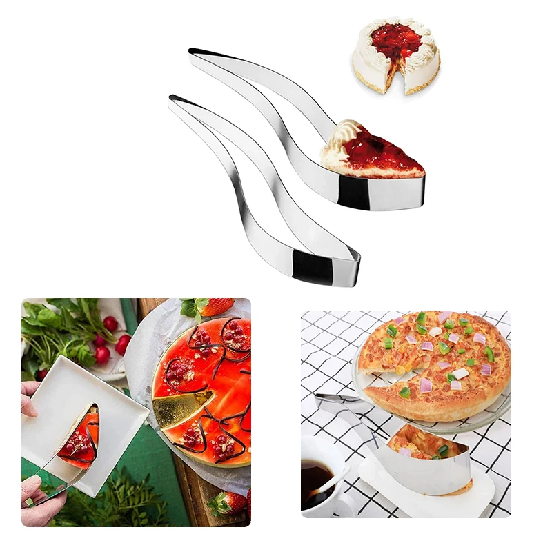 Cortador de pasteles con abrazadera, rebanador de acero inoxidable, hoja curva, Clip de corte de pastel, herramienta niveladora de molde, divisor de horneado ajustable, postre