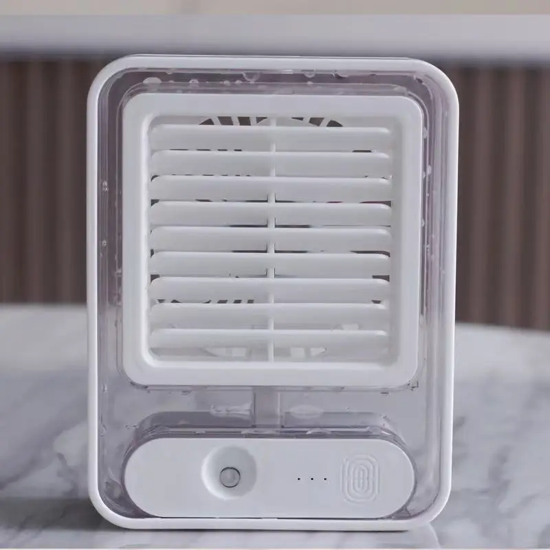 3-in-1 Desktop Mini Air Cooler: USB Humidifying Fan with LED Night Light for Office, Dorm, and Room