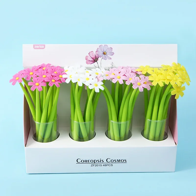 

48 шт., цветная маленькая ромашка, студенческая нейтральная ручка, простой и милый инструмент для письма, канцелярские принадлежности для письма, ручка