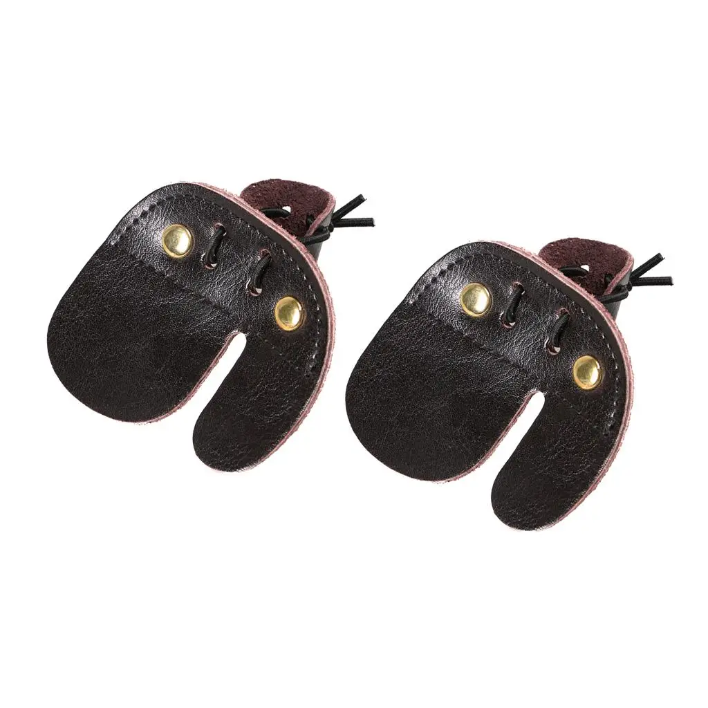 Double Layer Cowhide Archery Finger Tab Finger Guard Archery Glove 3 Fingers for Recurve or Longbow Use