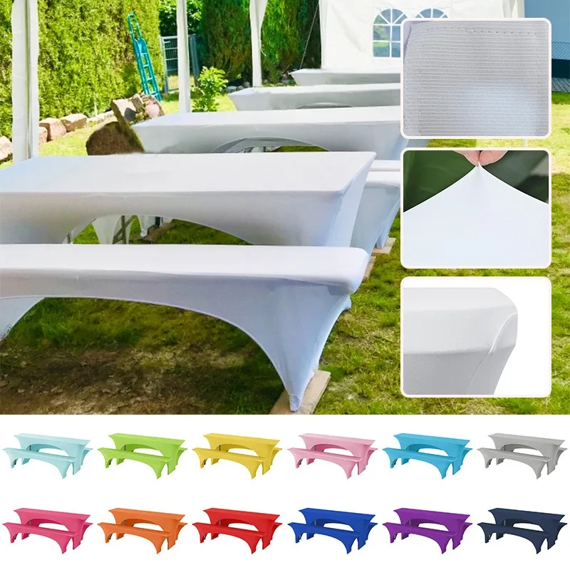 3 Pieces Spandex Table Cover Open Back Fitted Polyester Tablecloth Stretch Washable Tablecover Table Toppers for Home Camping