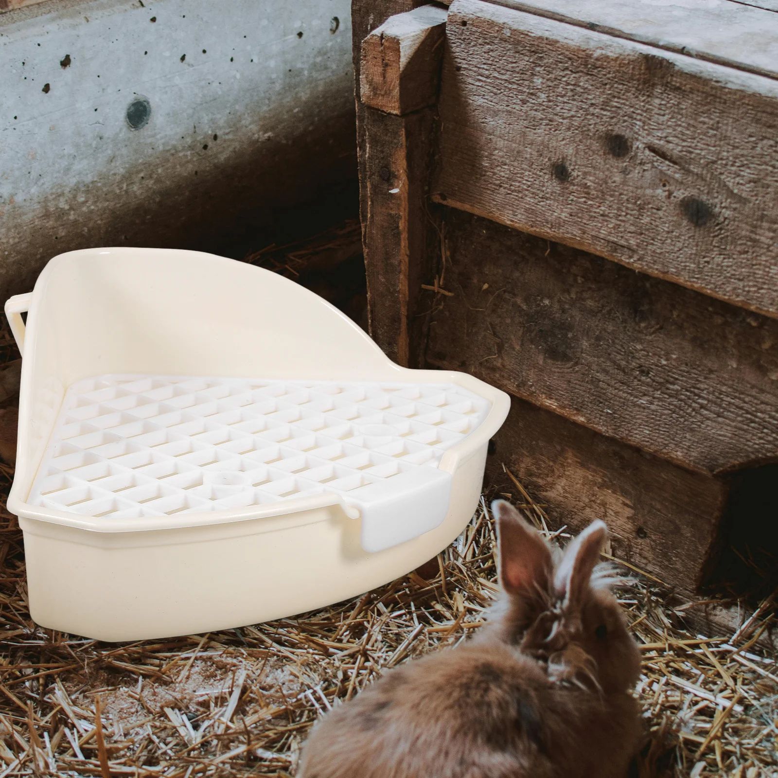

Rabbit Litter Box White Corner Trainer Anti Leak Washable Small Animal Toilet Guinea Pig Hamster Pet Potty Indoor Cat Dog