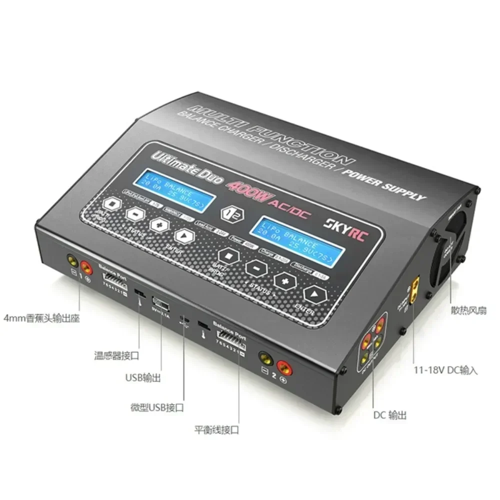 SKYRC D400 듀얼 스마트 충전기 400W 20A - 2-7S 배터리 밸런스 충전기 방전기 DC 150W 출력 RC 자동차 드론 헬리콥터 취미용