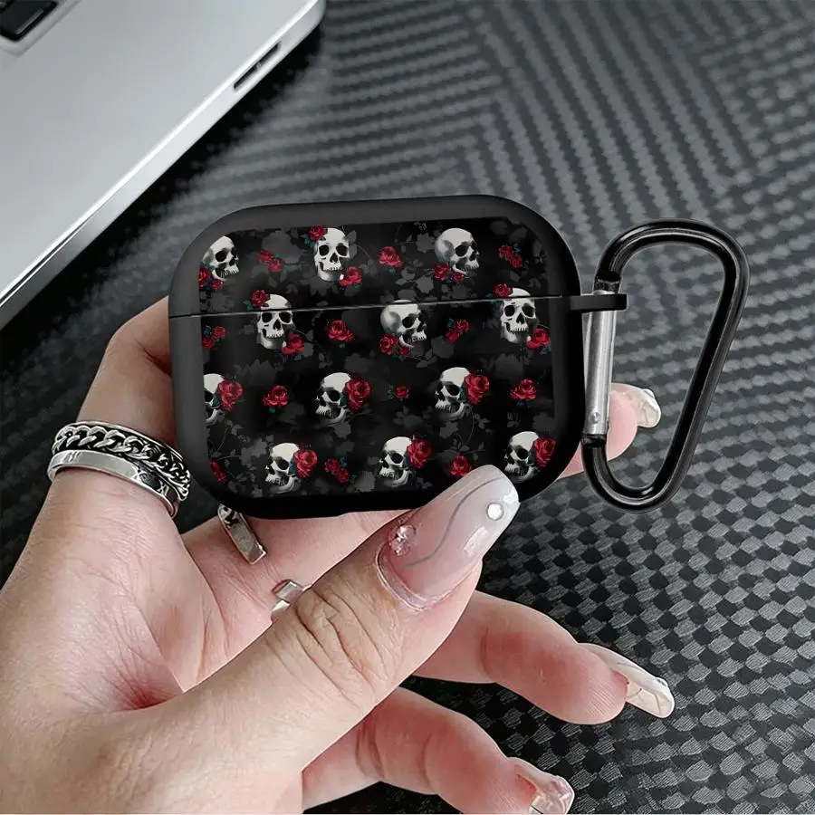 Case For Airpods 5 Pro 4 2 Pro3 3 Pro2 1 Earphone Cases Cover With Hook Skeleton Pumpkin Print