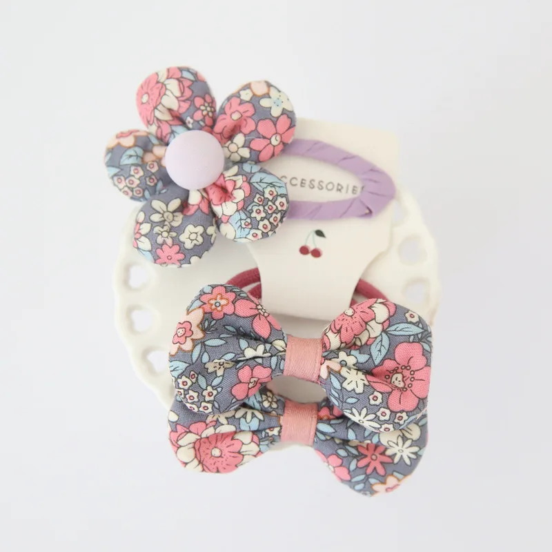 مشابك شعر زهرية للفتيات الصغيرات، ربطات شعر من القماش مكونة من 3 قطع من مجموعة أميرات الحفلات سهلة الاستخدام