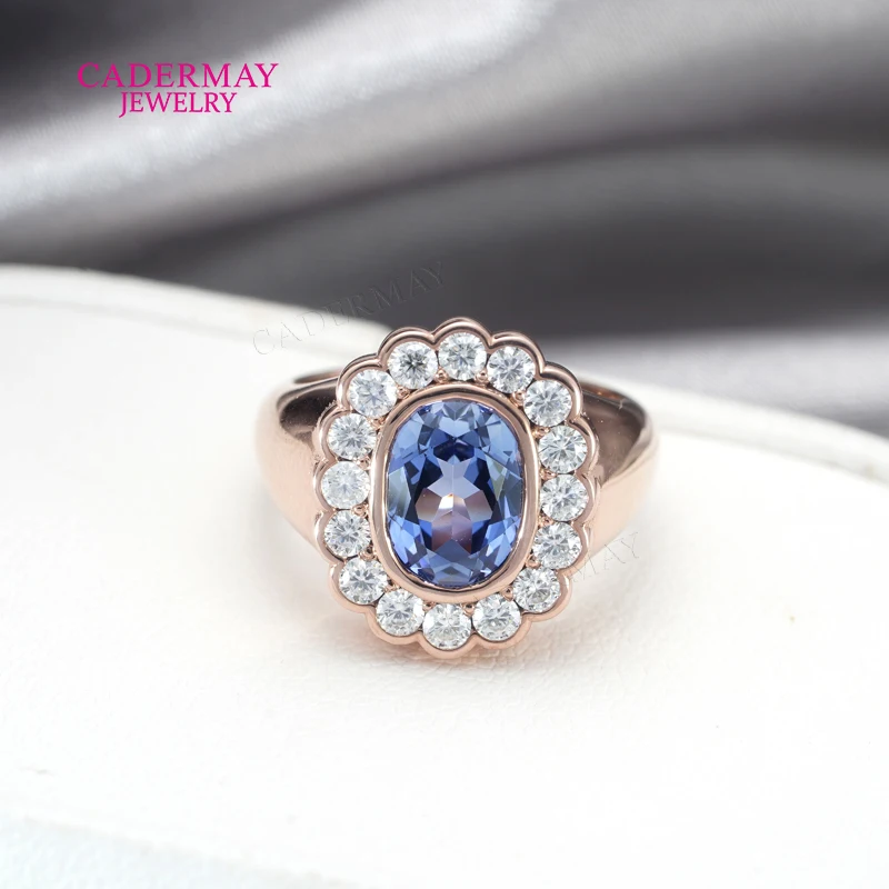 Chic Dainty Pinky Ring 925 Silver 6x8mm Oval Shape Light Blue Lab Grown Sapphire Moissanite Halo Ring Women Men
