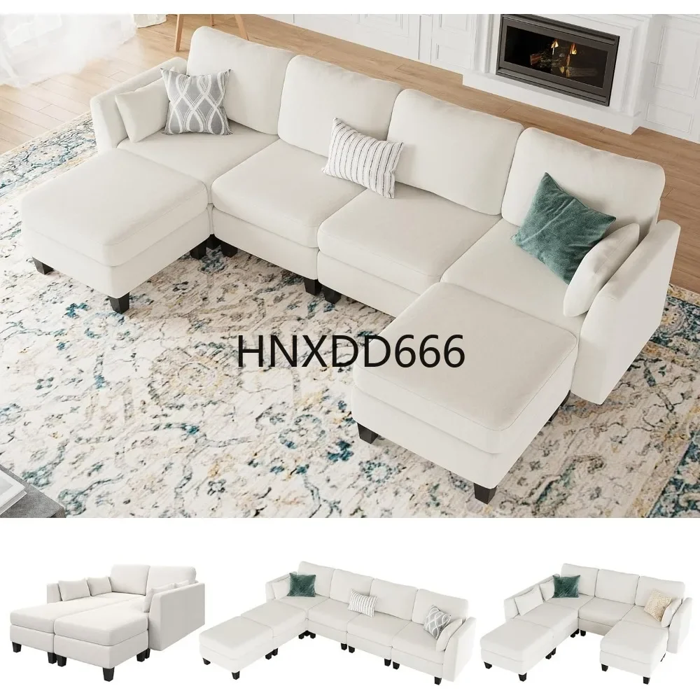 Convertible U Shaped Couch with High Density Memory Foam, 6 Seat Comfy, Living Room Sofas