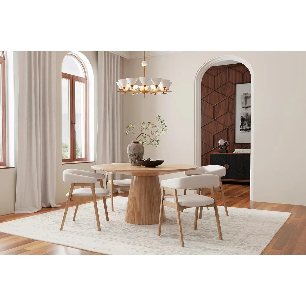 Furniture Round Solid Wood Dining Table, Natural