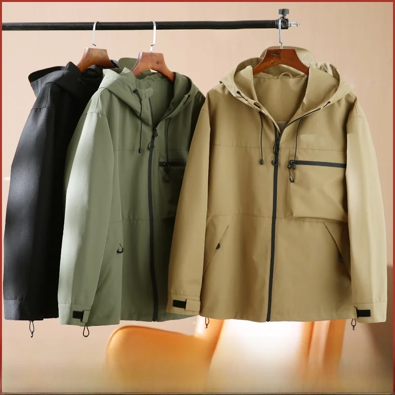 

Outdoor Men's Tech Windproof Casual Hooded Jaet New Spring 2025 Heavyweight Mountain Series Zipper Closure Color