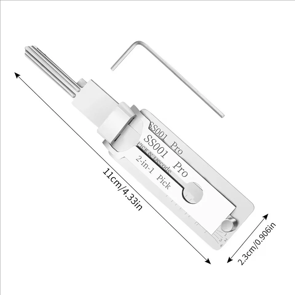 SS001 Key Decoder Stainless Steel Lock Key Precision Hook Pick Set Maintenance Repair Tool Unlocking Engineering Multi-function