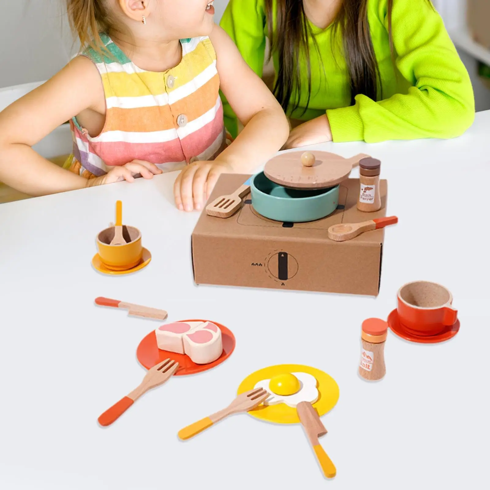 Cookware Utensils Toys Kitchen Playset, Realistic Pretend Play Kitchen Cooking Pan Playset for Toddlers, Children