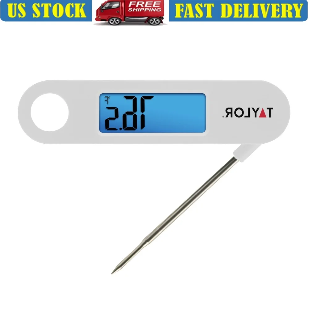 

Digital Stainless Steel Folding Probe Meat Thermometer Blue Backlight Easy Read Temperature Monitoring Accurate Cooking Tool