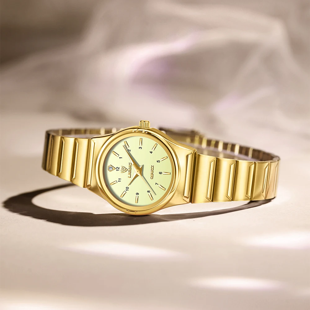 LIEBIG Japan Quart Movement Women Mens Watches Luxury Stainless Steel Female Ladies Golden Wristwatch Clock Relogio Feminino