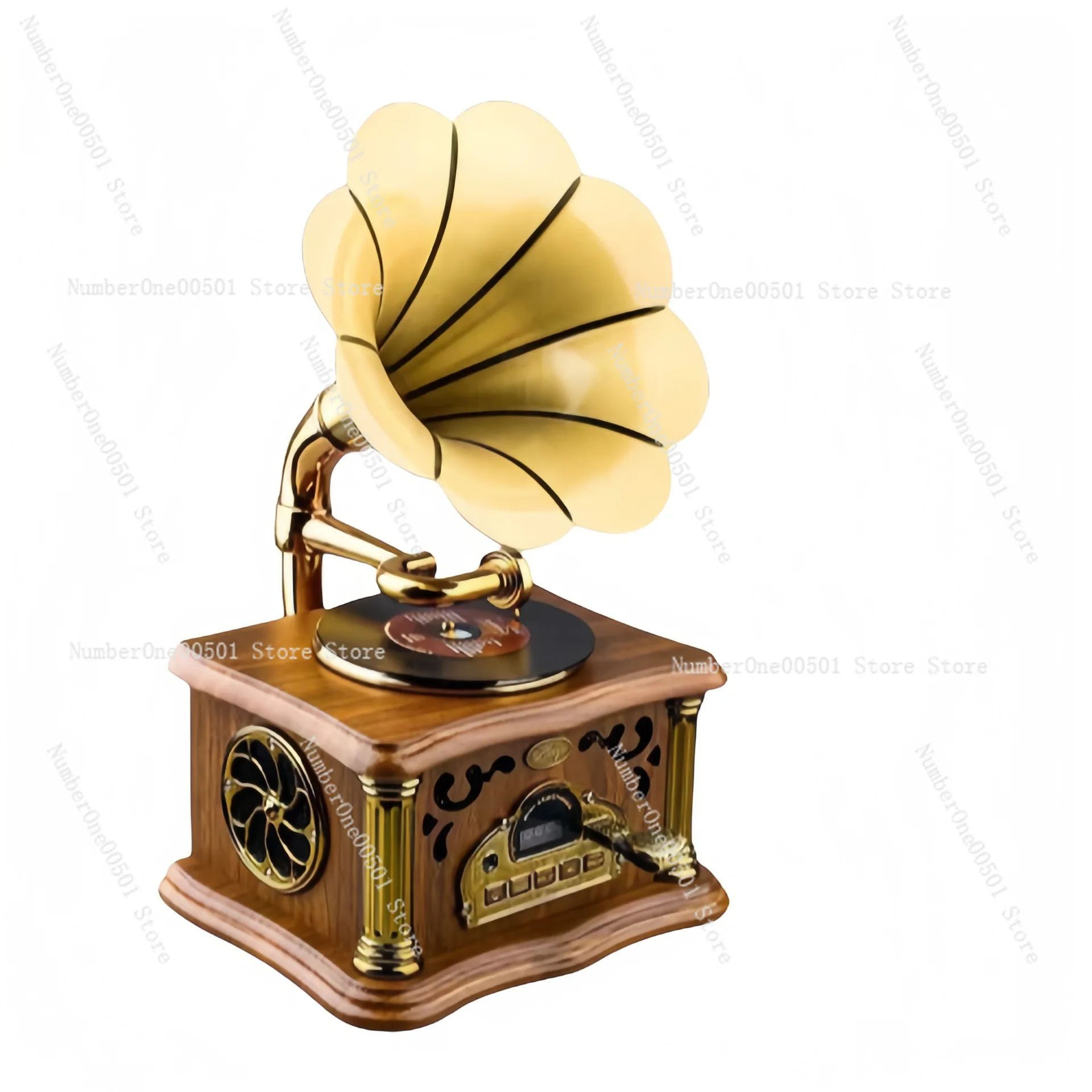 Retro mini phonograph living room ornament multi-function bluetooth U disk card speaker radio gift