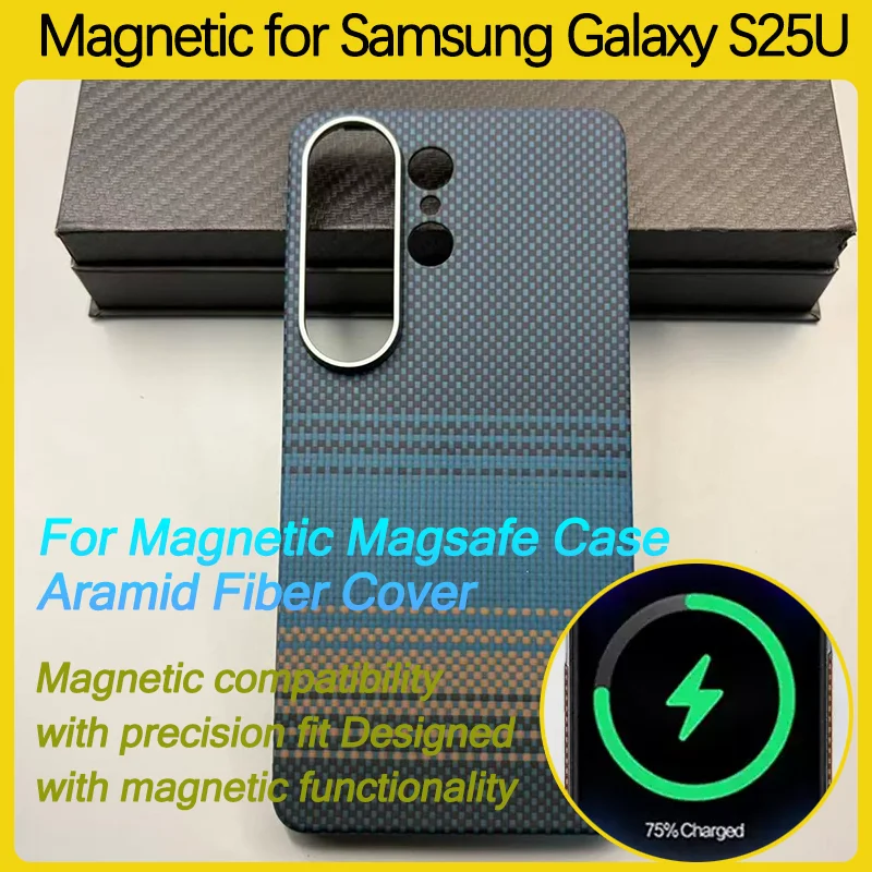 Carbon Fiber for S25 Ultra Aramid Carbon Fiber Case Magnetic MagSafe Cover Ultra-Thin Kevlar Case for Samsung Galaxy S25 Plus