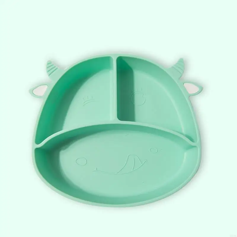 M89C – bol à succion divisé en Silicone qualité alimentaire, vache dessin animé pour bébé, assiette antidérapante pour