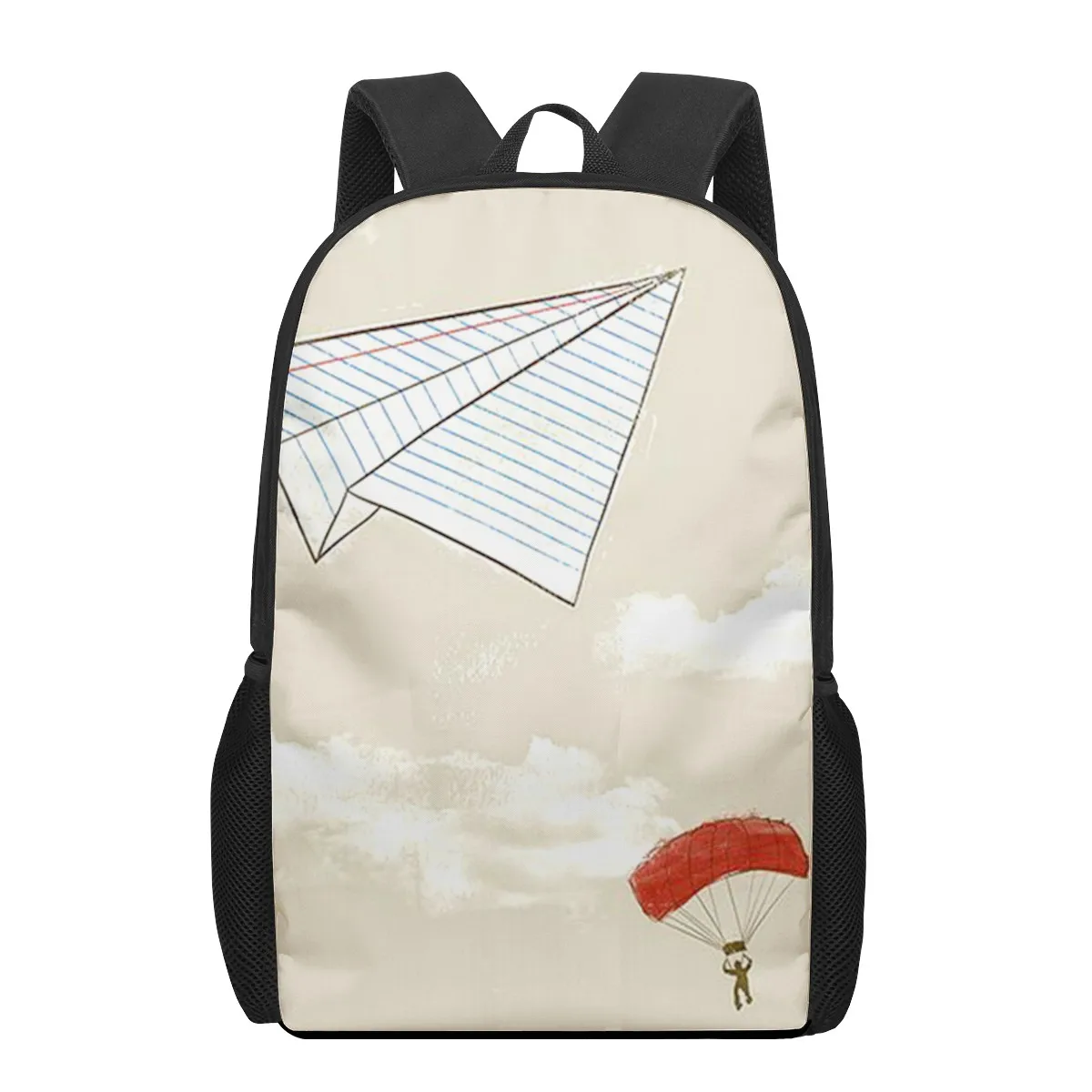 Sac d'école d'impression d'avion en papier pour garçons et filles, sac à dos d'école primaire, sacs à dos décontractés pour jeunes enfants, 16 po