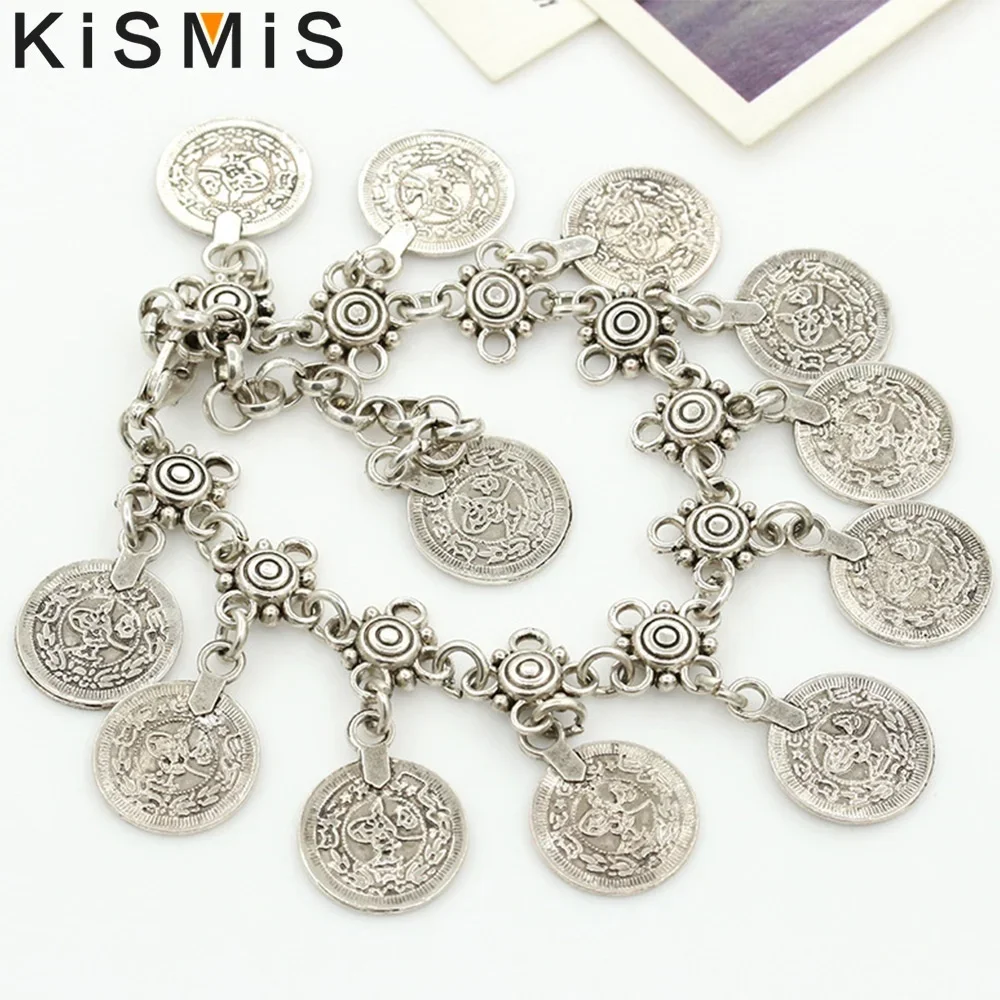 Bohemian Tassel Barefoot Sandals Chain Jewelry Medal Tassel Pendant Anklet Vintage Round Coin  Exotic Fashion Kismis Accessories