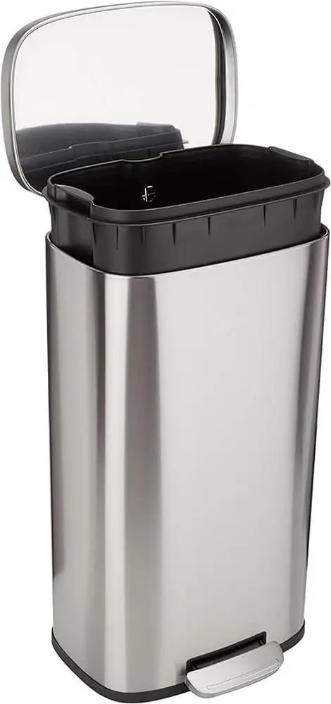 

30L Stainless Steel Trash Can with Soft-Close Foot Pedal, Smudge-Resistant, for Home Office Kitchen