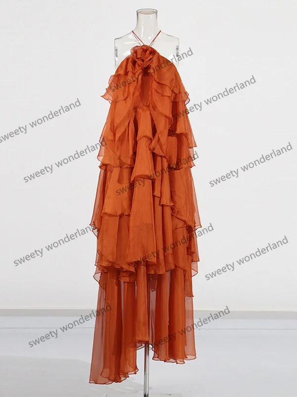 Azul babados vestidos de noite mulher elegante vestidos de noche halter pescoço em camadas vestido de baile 2025 moda vestidos de festa personalizado