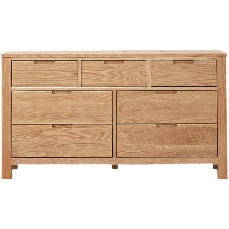 All solid wood seven-chest cabinet, red oak Nordic six-bedroom chest of drawers, chest of drawers, storage, modern simplicity