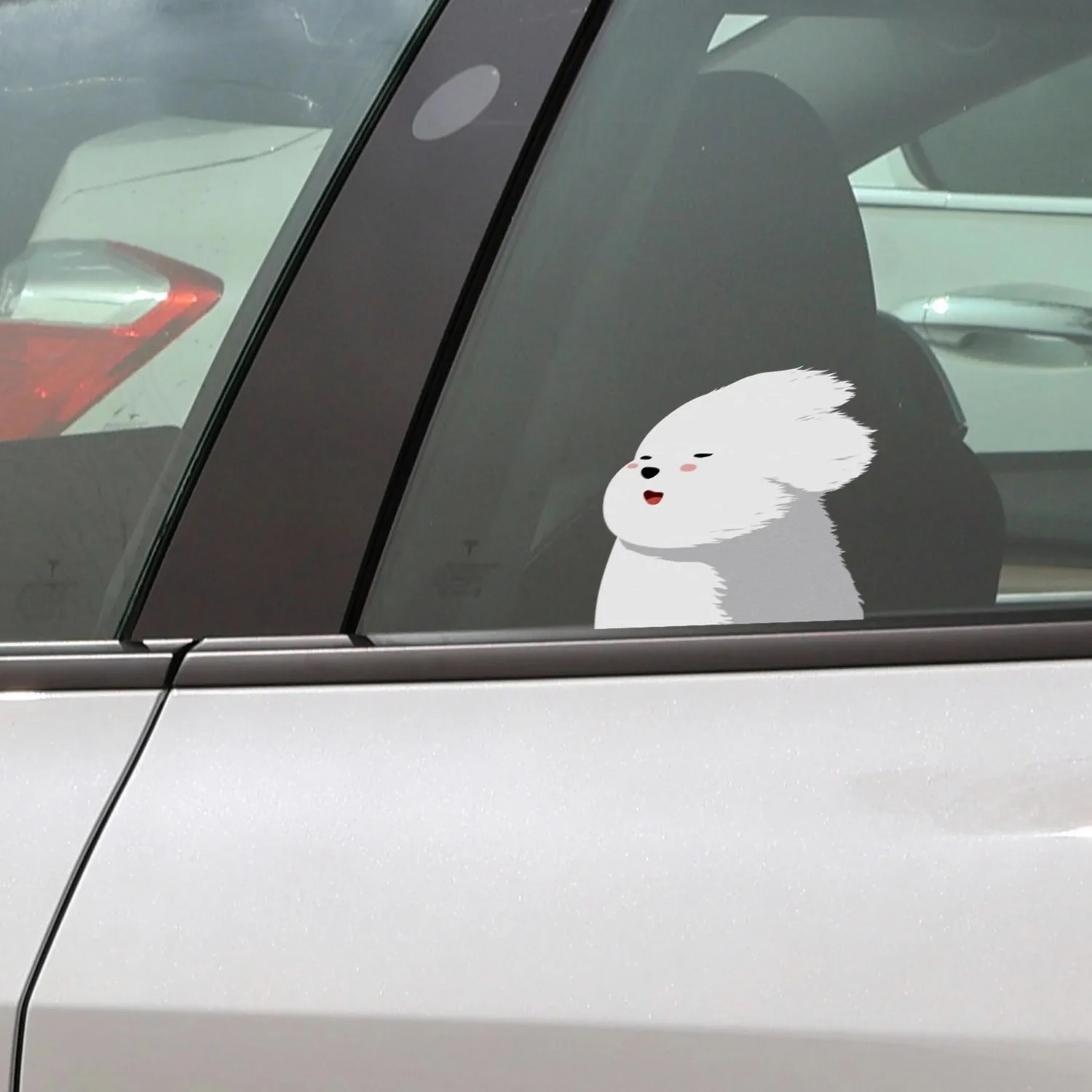 ملصق جرو أبيض صغير سعيد بيشون فريز بيبر دوج نافذة تلقائية جرافيك لتصفيف السيارة ملصق جسم السيارة #6