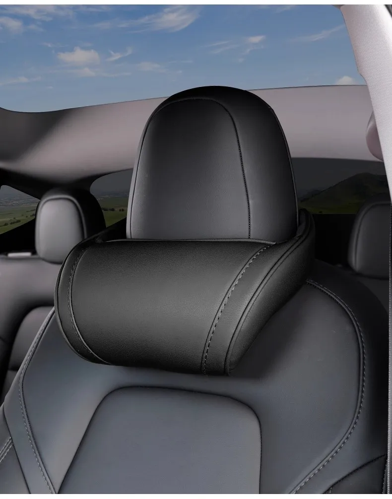 Nackenkissen für Tesla Model 3/Y/X/S aus PU-Leder mit Memory-Schaum, Reise-Nackenstütze, 2025 Auto-Zubehör – Detail 14