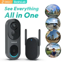 Qihoo360 Botslab Fisheye LenDoorbell Cam Wifi  5MP AI&PIR Detection HDR 2Way Talking Doorbell Cam 2.4&5GHz WiFi Doorbell Cam